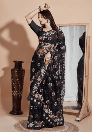 Picture of Appealing Net Black Saree