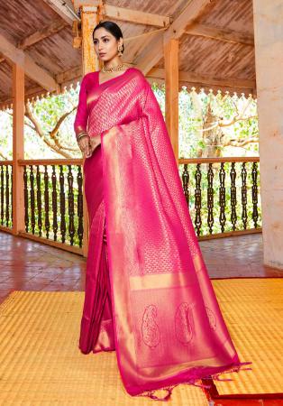 Picture of Beautiful Silk Deep Pink Saree