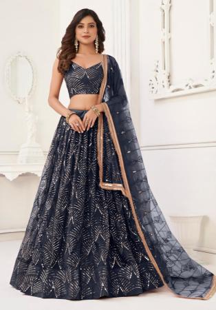 Picture of Sightly Net Black Lehenga Choli