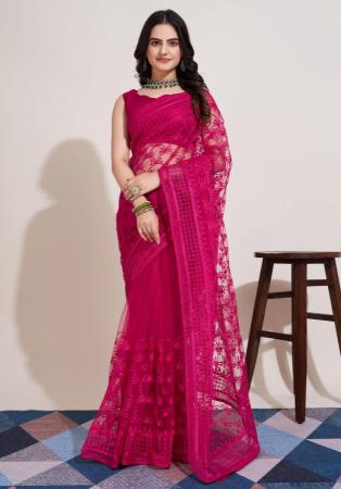 Picture of Marvelous Net Hot Pink Saree