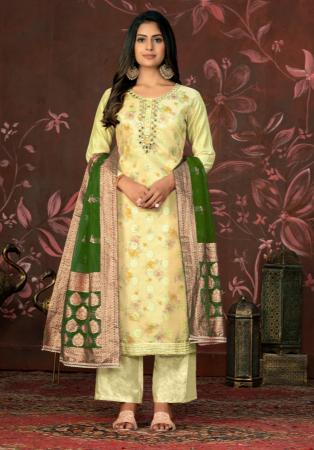 Picture of Stunning Chiffon Khaki Straight Cut Salwar Kameez