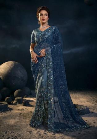 Picture of Amazing Silk Midnight Blue Saree