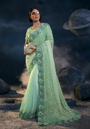 Picture of Grand Silk Dark Sea Green Saree