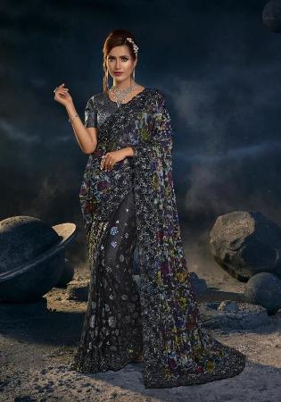 Picture of Ravishing Silk Dark Slate Grey Saree