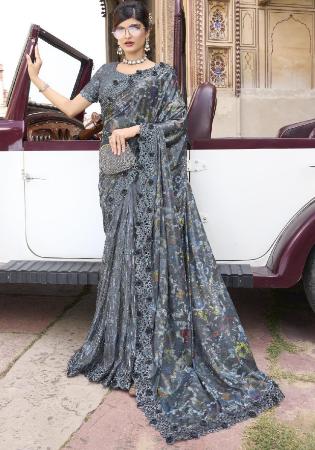 Picture of Delightful Silk Slate Grey Saree