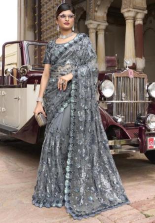 Picture of Nice Silk Slate Grey Saree