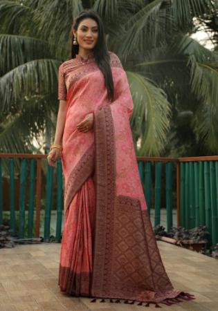 Picture of Well Formed Silk Dark Salmon Saree