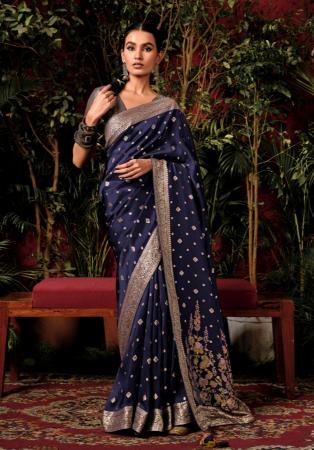 Picture of Resplendent Silk Navy Blue Saree