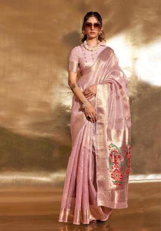 Picture of Sightly Silk Dark Salmon Saree