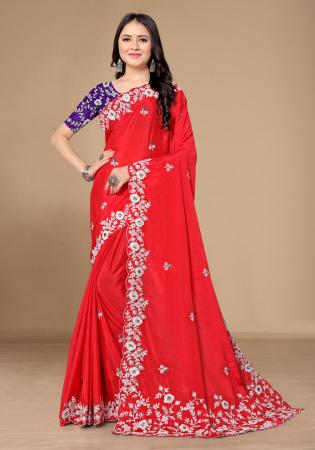 Picture of Gorgeous Georgette Crimson Saree