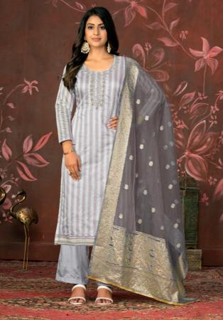 Picture of Marvelous Cotton Dark Grey Straight Cut Salwar Kameez