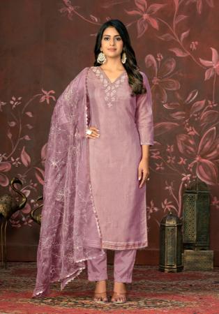 Picture of Amazing Cotton Plum Straight Cut Salwar Kameez