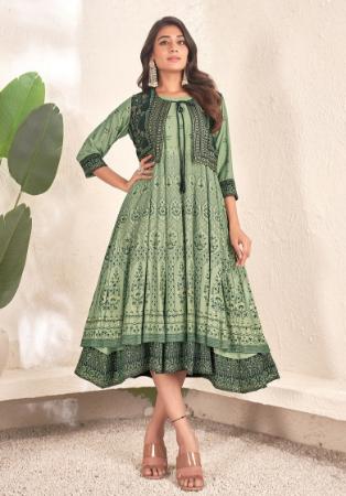 Picture of Good Looking Cotton Dark Sea Green Kurtis & Tunic