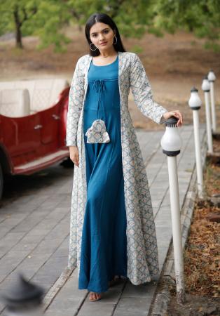 Picture of Pleasing Rayon Teal Readymade Gown