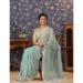 Picture of Pretty Georgette & Silk Dark Sea Green Saree