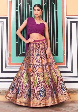 Picture of Georgette & Silk Dark Magenta Lehenga Choli