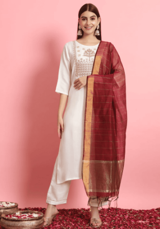 Picture of Graceful Silk White Readymade Salwar Kameez