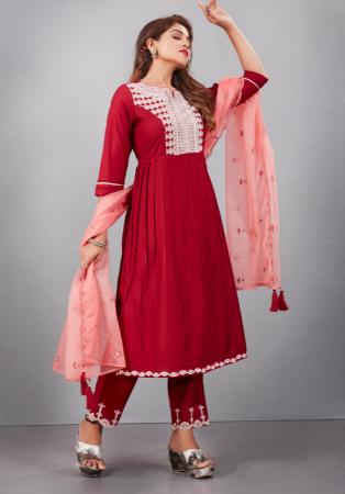 Picture of Resplendent Silk Maroon Readymade Salwar Kameez