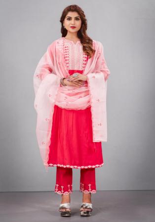 Picture of Pretty Silk Crimson Readymade Salwar Kameez