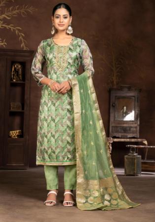 Picture of Cotton Dark Sea Green Straight Cut Salwar Kameez