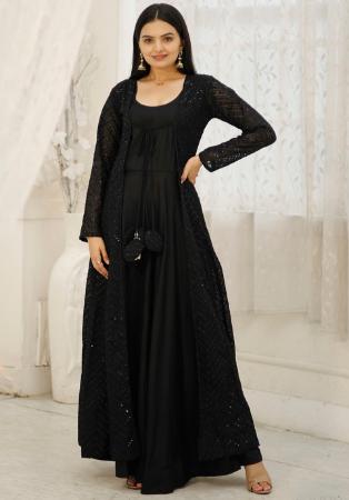 Picture of Sightly Rayon Black Readymade Gown