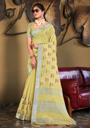 Picture of Magnificent Linen Burly Wood Saree