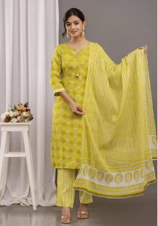 Picture of Rayon & Cotton Dark Golden Rod Readymade Salwar Kameez