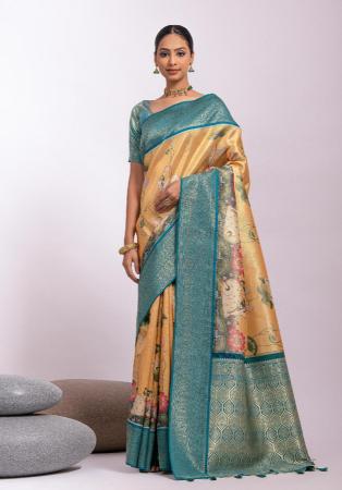 Picture of Elegant Silk Khaki Saree