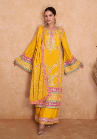 Picture of Chiffon Sandy Brown Straight Cut Salwar Kameez