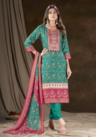 Picture of Elegant Silk Light Sea Green Readymade Salwar Kameez