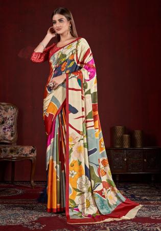 Picture of Fine Crepe & Silk Beige Saree