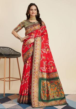 Picture of Beauteous Silk Crimson Saree