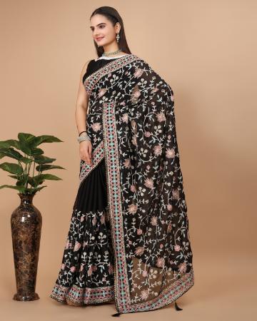 Picture of Gorgeous Silk Black Saree