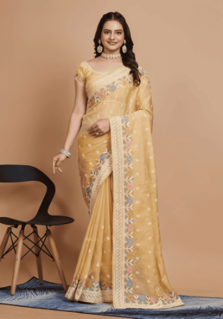 Picture of Amazing Silk & Organza Tan Saree