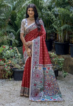 Picture of Delightful Silk Maroon Saree