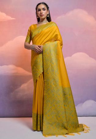 Picture of Marvelous Silk Dark Golden Rod Saree