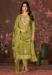 Picture of Organza Dark Khaki Straight Cut Salwar Kameez