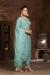 Picture of Organza Cadet Blue Straight Cut Salwar Kameez