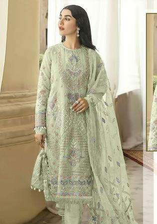 Picture of Sightly Georgette Grey Straight Cut Salwar Kameez