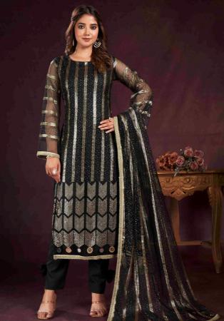 Picture of Charming Net Black Straight Cut Salwar Kameez