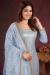 Picture of Net Light Steel Blue Straight Cut Salwar Kameez