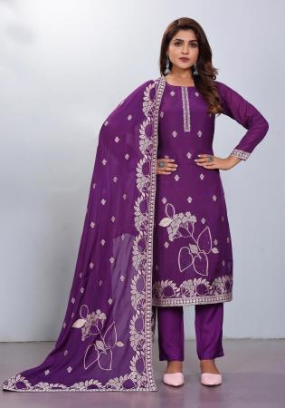 Picture of Stunning Chiffon Purple Readymade Salwar Kameez