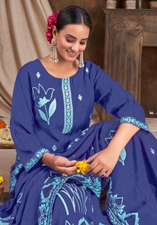 Picture of Chiffon Dark Slate Blue Readymade Salwar Kameez