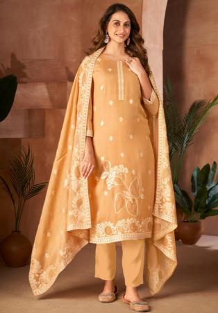 Picture of Beautiful Chiffon Khaki Readymade Salwar Kameez