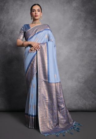 Picture of Nice Silk Light Slate Grey Saree