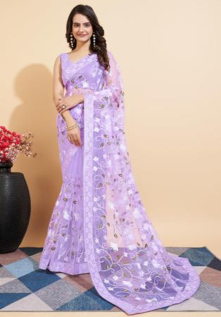 Picture of Splendid Net Violet Saree