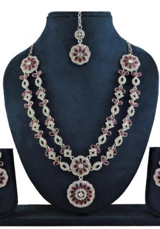 Picture of Pleasing Dark Magenta Necklace Set