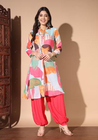 Picture of Superb Chiffon Lavender Blush Kurtis & Tunic