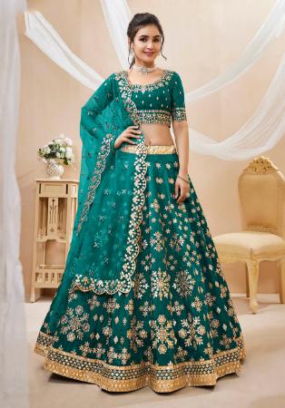 Picture of Good Looking Silk Teal Lehenga Choli