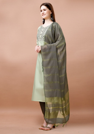 Picture of Cotton Dark Sea Green Readymade Salwar Kameez